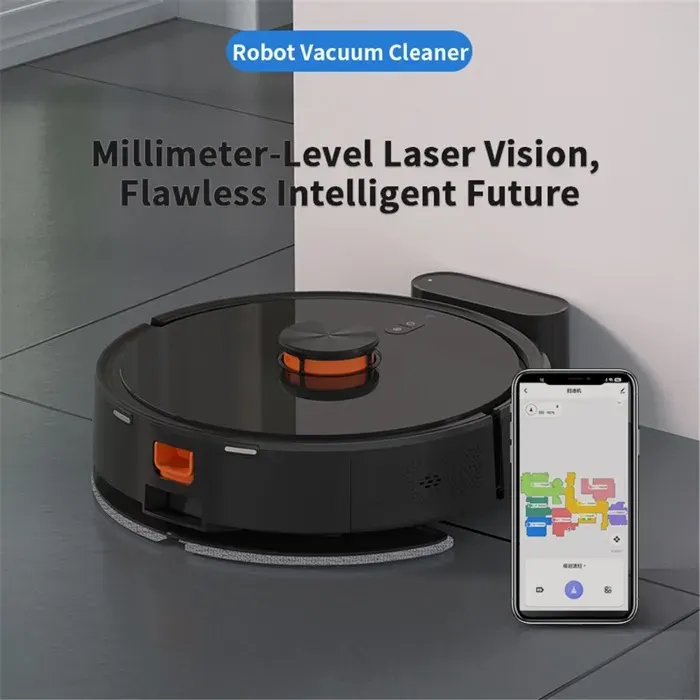 Aspirateur Robot 3 en 1 avec statioa Nettoyage intelligent navigation LiDAR durée de vie 120 min noir
