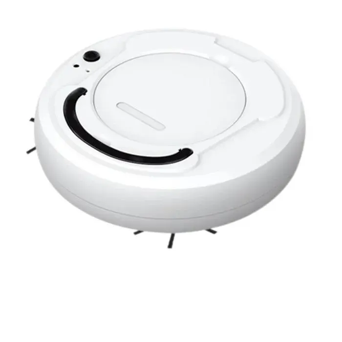 Aspirateur robot bac à poussière de 400 ml 1200 mAh USB évitement automatique des obstacles faible niveau sonore blanc