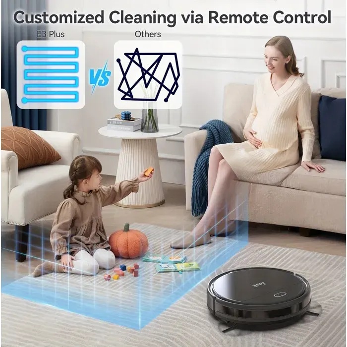 Aspirateur robot – E3 Plus – gris – télécommande anti-chute anti-collision