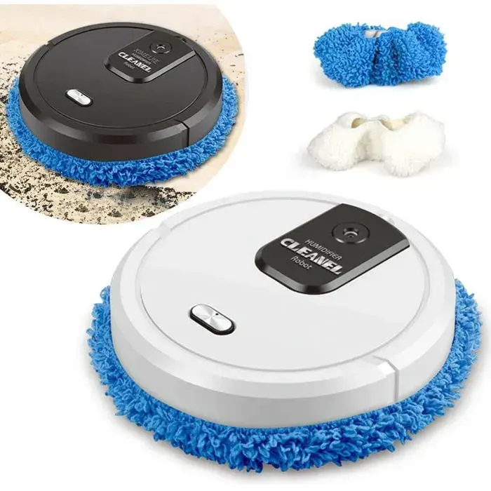 Aspirateur robot intelligent blanc avec balayage et vadrouille fonction sec et humide forte aspiration système dhumidification