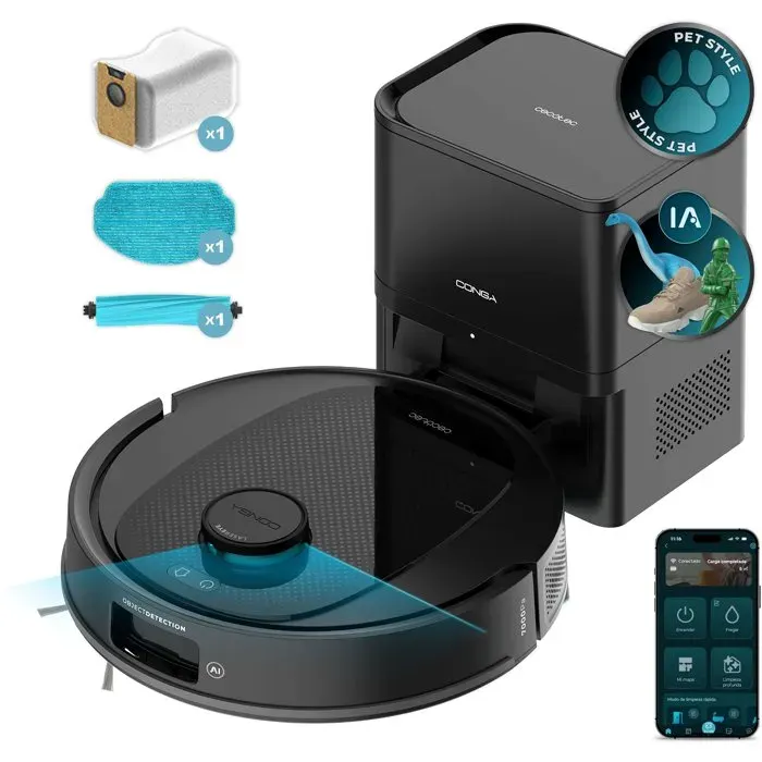Aspirateur Robot Laveur - CECOTEC Conga Y80 - 13 000 Pa - 220 min - 220 m² - Noir