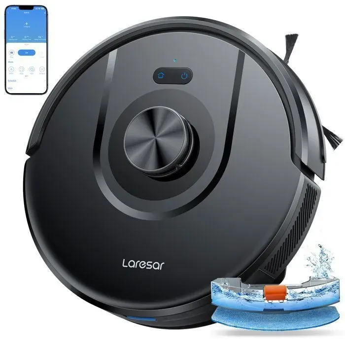 Aspirateur Robot Laveur-Laresar-8500Pa-Navigation LDS intelligente-3 en 1-5 Cartes-200m-180 mins-APP/WIFI/Alexa Contrôle