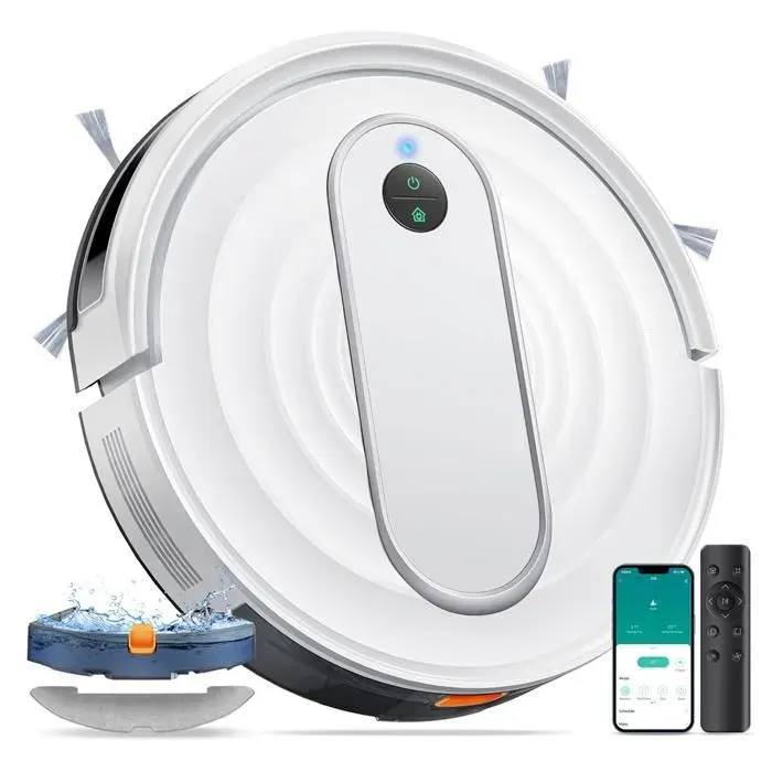 Aspirateur Robot Laveur-Laresar P10-8000Pa-Ultra-Mince-Auto Capteur de Traçage-Poils danimaux-Alexa/WiFi/APP Contrôlé-Gyroscope