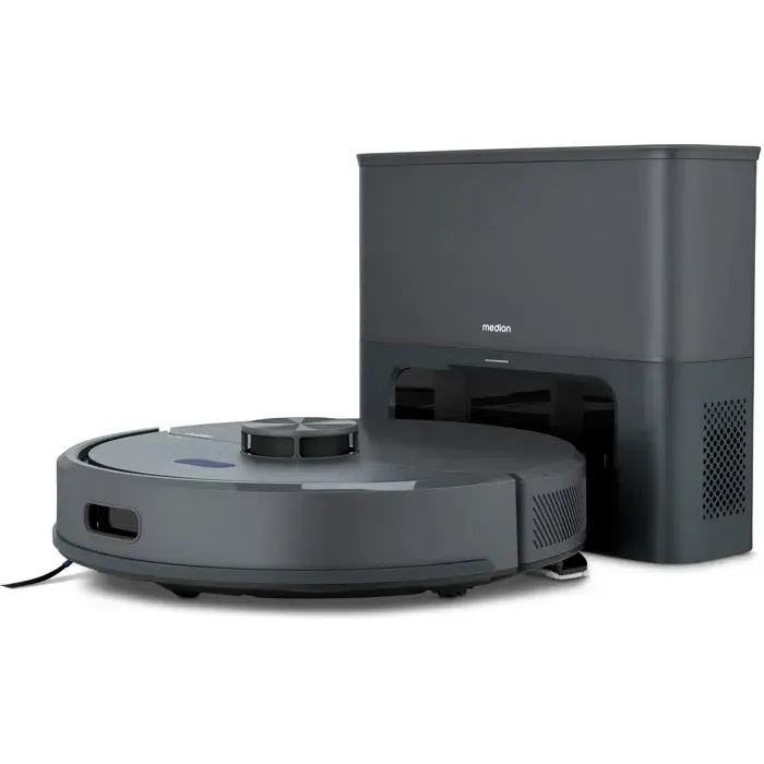 Aspirateur Robot Laveur - MEDION MD100021 X22SW+ - 165 min - 5000 Pa - Navigation Laser - 25 L - Gris