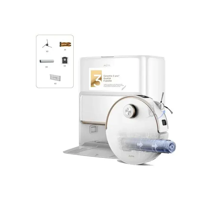 Aspirateur robot - MOVA - Z60 Ultra Roller Complete - Lavage Hydro Force - 28 000 Pa - Auto.Shield — coloris Blanc