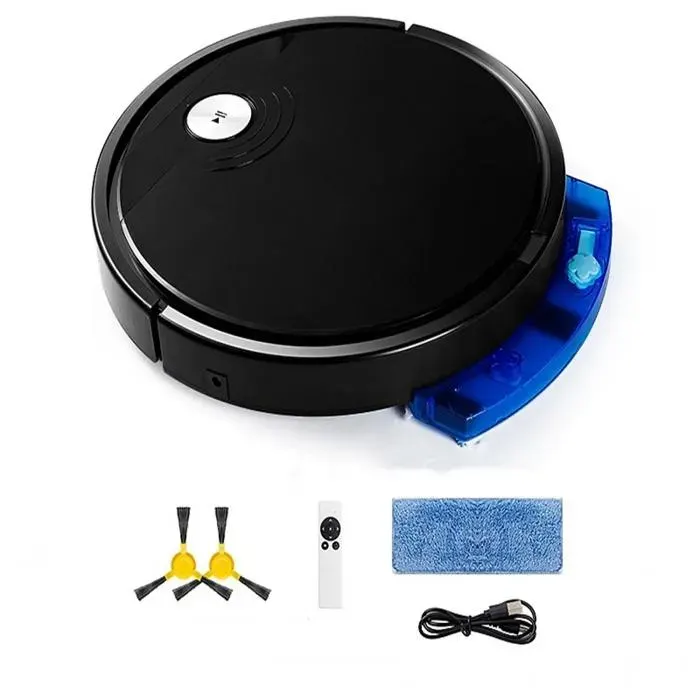 Aspirateur robot réservoir deau de 150 ml bac à poussière de 300 ml batterie de 2000 mAh adapté à plusieurs types de sols