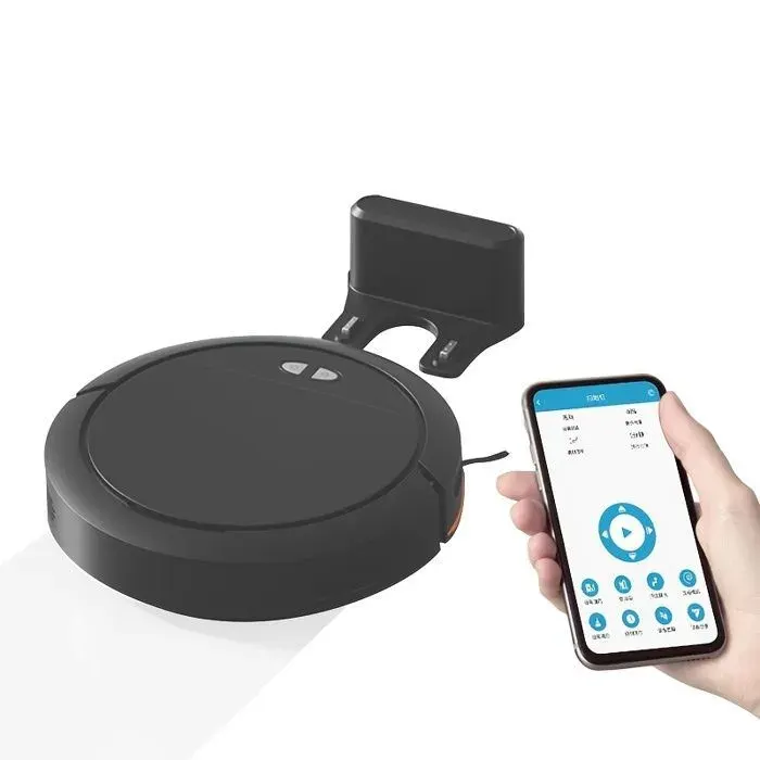 Aspirateur Robot Robot Aspirateur Autonomie Mince4000Pa Aspiration Puissante Auto-Charge130min dAutonomie 4 Modes noir