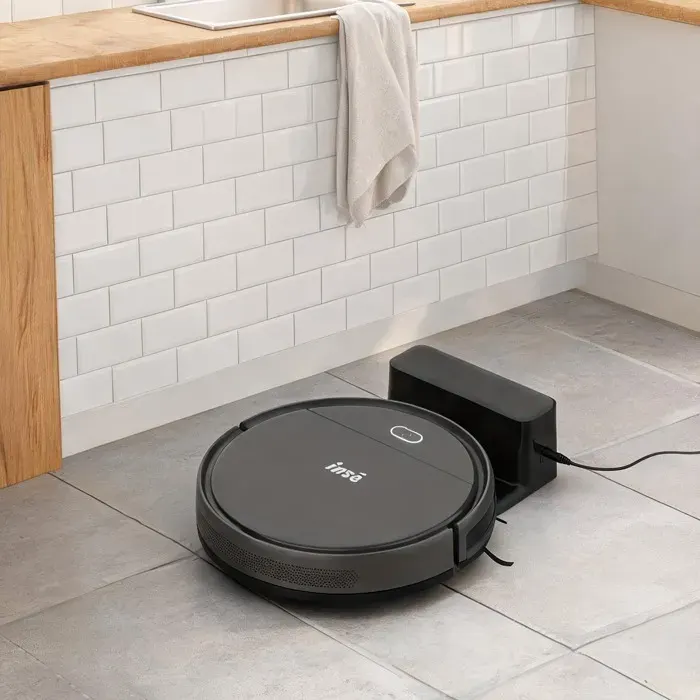 Aspirateur robot ultra-plat gris neutre ABS+PC avec télécommande 28 lbs