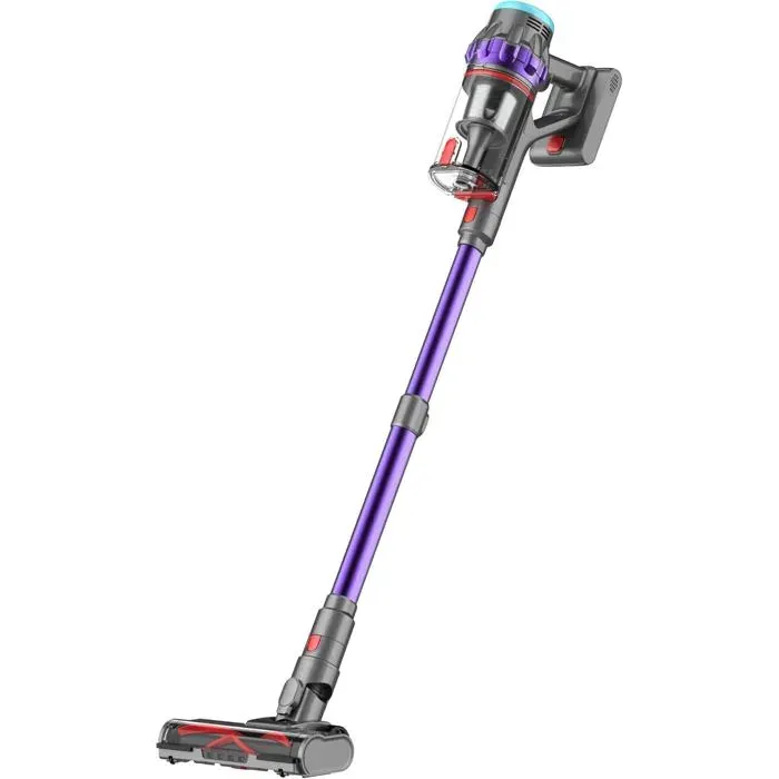 Aspirateur sans fil 50000Pa/550W/50min écran LED filtration 7 couches anti-enchevêtrement station murale poils animaux