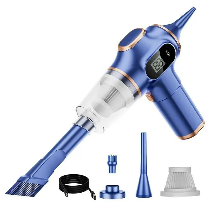 Aspirateur sans fil double mode deux broches USB affichage numérique 120W bleu