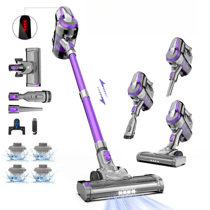 Aspirateur sans fil FixtFixer X6M 55 minutes avec HEPA × 4 à bâton puissant léger 6 en 1