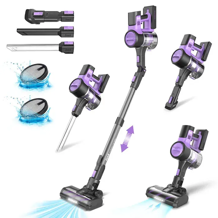 Aspirateur sans fil INSE S10 aspiration puissante de 26 kPa réservoir de poussière de 12 L autonomie maximale de 50 minutes