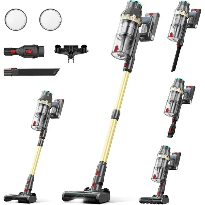 Aspirateur sans fil - NETTLIFE - 48 000 Pa / 550 W - 70 min autonomie - Moteur sans balais - Brosse anti-enchevêtrement
