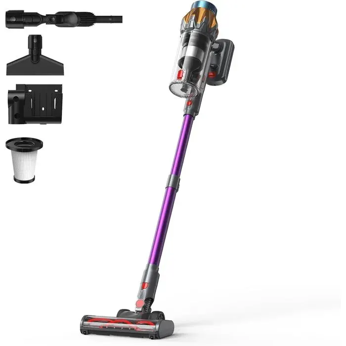 Aspirateur Sans Fil P6 45 Kpa Puissance D’Aspiration 50 Min D’Autonomie Brosse Anti-Enchevêtrement Fonction Autoportante Suppo