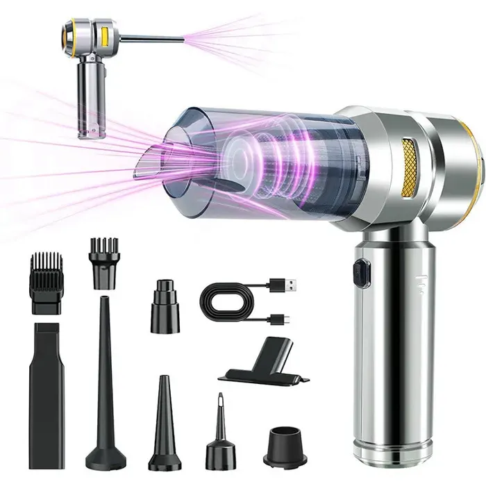 Aspirateur sans Fil Voiture/Maison 16000Pa Batterie 6000mAh 30min Type-C 70dB Portable Haute Puissance