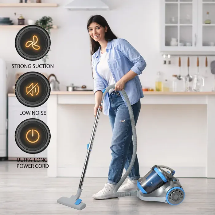 Aspirateur sans sac 1200W - 2.5L - Silencieux Économie dénergie - Filtration haute performance - aux sols/tapis/canapés/poils