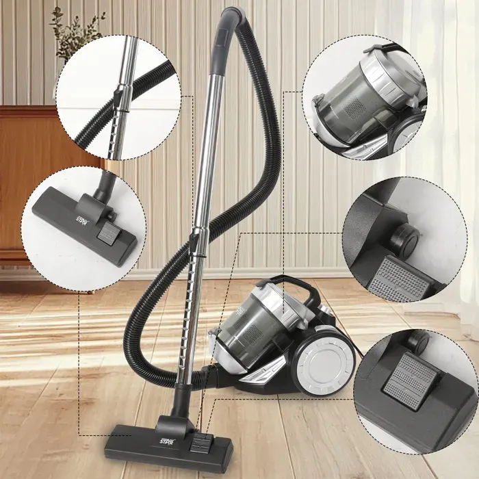 Aspirateur sans sac - 1200W/2L - Silencieux - Filtration haute performance - Puissance daspiration 16 kPa-sols/tapis/canapés/poils