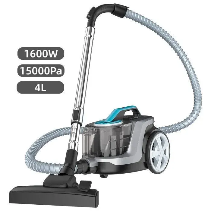 Aspirateur Sans Sac 1600 W 15 kPa Technologie Cyclonique Filtration Haute Performance Réservoir de 4 L Portée de 5 m Ergonomique