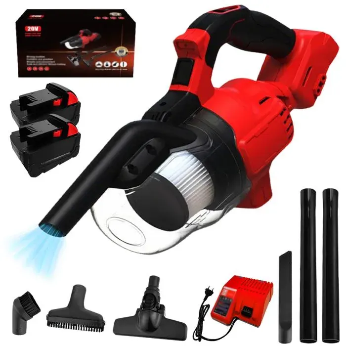 Aspirateur sans sac 16000 pa - aspirateur sans sac sans bruit - Embout daspiration 3 en 1 - 400W - Haute filtration - 2 batteries