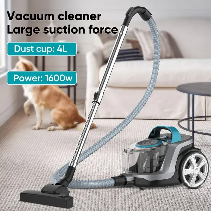 Aspirateur sans sac 1600w puissant pour maison collecteur de poussière de tapis horizontal longueur du cordon 5 m-4 L