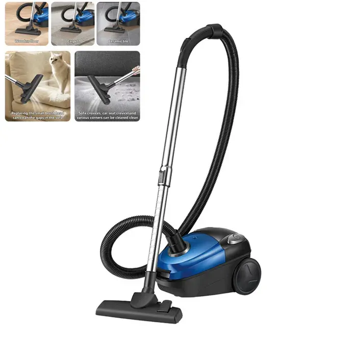Aspirateur sans sac 2000W Aspirateur filaire pour lélimination la poussière et des acariens Câble 4.5 m Haute filtration bleu