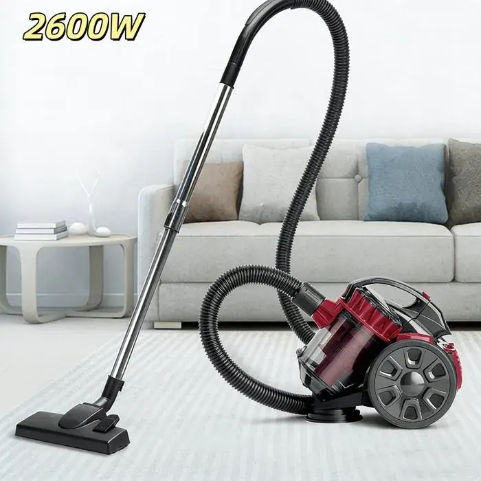 Aspirateur sans sac 2600 W Aspirateur filtration multicyclonique aspirateur filaire sols durs tapis et poils danimaux 1.5L-5M