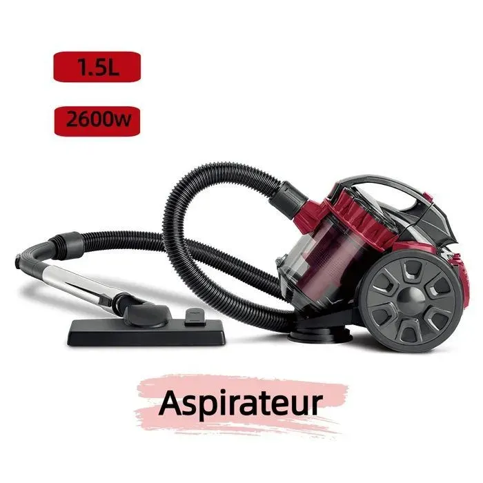 Aspirateur sans sac 2600 W - vertical- Câble de 5 m - 15 L - Haute performance et silencieux - Convient aux sols durs et moquettes
