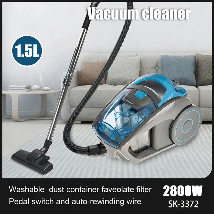 Aspirateur sans sac - 2800 W 15 L - aspiration 15000 PA - Haute filtration - haute performance de filtration -Classe énergétique A