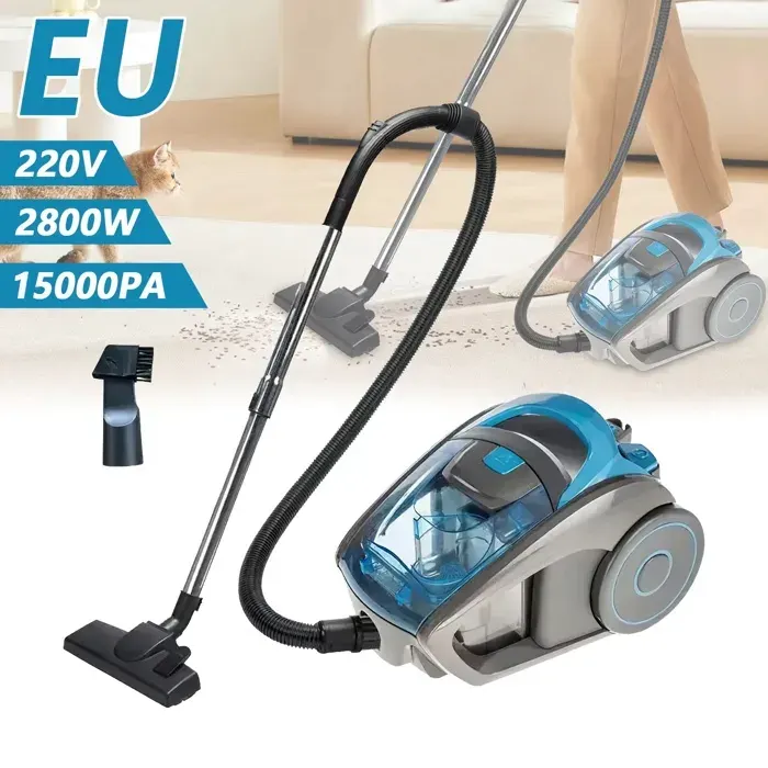 Aspirateur Sans Sac - 2800 W - 15 L - Câble de 5 m - Aspiration puissante de 15 000 Pa - Buse de Sol pour Parquet Tapis Carrelage