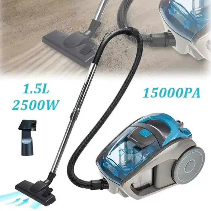 Aspirateur Sans Sac 2800 W Aspirateur Cyclonique Léger et Puissant pour Tapis Sols Durs Poils danimaux et Poussière 1.5 L