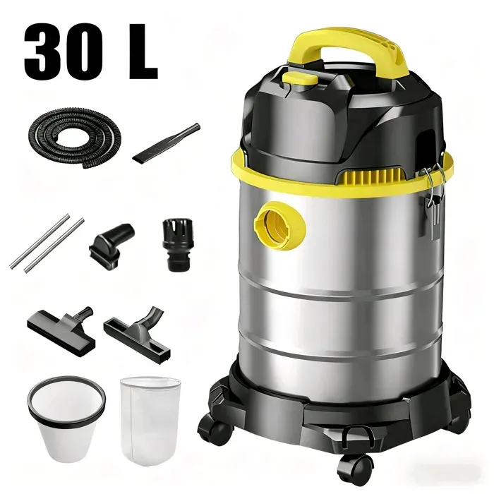 Aspirateur sans sac 3 en 1 - 3000W/30L - Aspiration/Humidification/Sec - Aspiration 23kPa - inoxydable -Silencieux-Plusieurs brosse