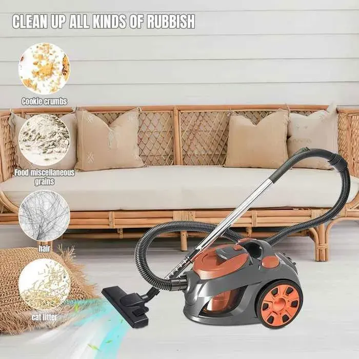 Aspirateur sans sac 3300W/3L - Silencieux - Filtre Lavable - Câble Rétractable 5m - Absorbe la poussière les cheveuxles bactéries