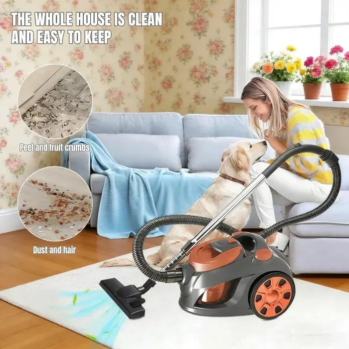 Aspirateur sans sac 3300W Moteur basse consommation Puissance Haute filtration Compact Swift Power Cyclonic Capacité 3 L