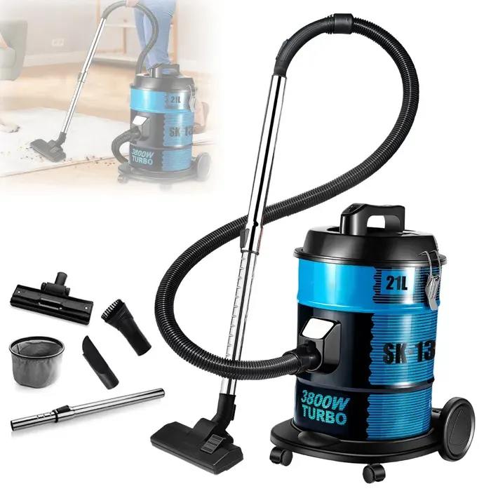 Aspirateur Sans Sac 3800 W Capacité de 21 L Rayon d’action de 45 m Aspirateur Puissant pour Tissus dameublement Voiture Sols