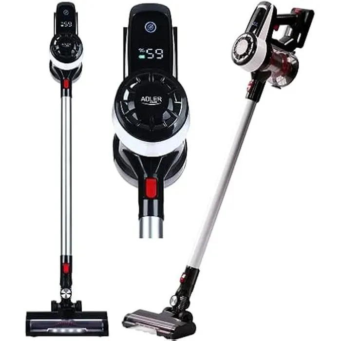 Aspirateur sans Sac - ADLER - Moteur sans balais - Noir - Batteries rechargeables - Haute performance