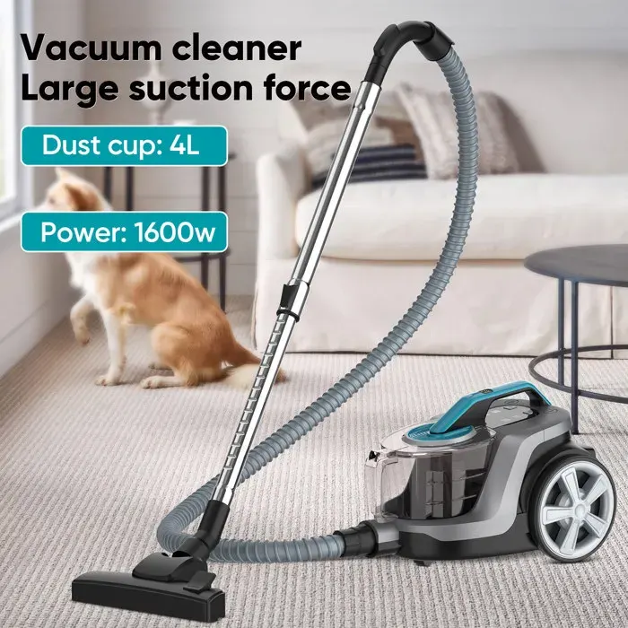 Aspirateur sans sac - Capacité 4 L - 1600 W - Tête daspiration haute performance - Haute filtration - Silencieux - Cordon de 5 m
