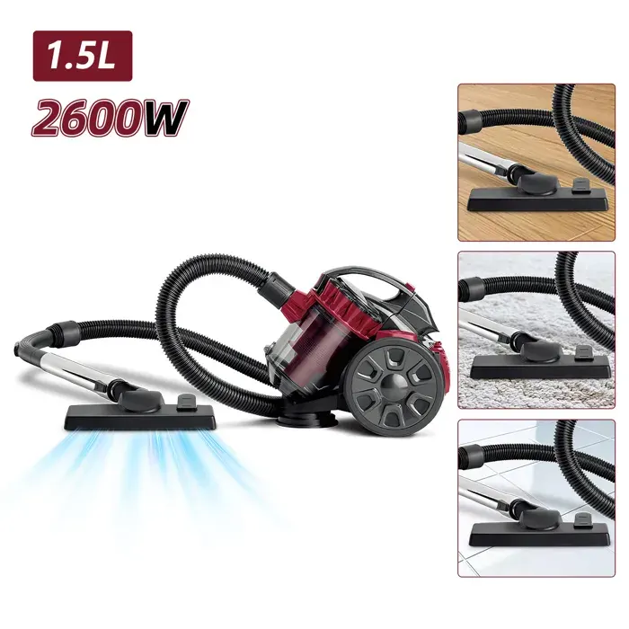 Aspirateur sans sac de 2600 W bac à poussière de 15 L cordon dalimentation de 5 m fonctionnement silencieux