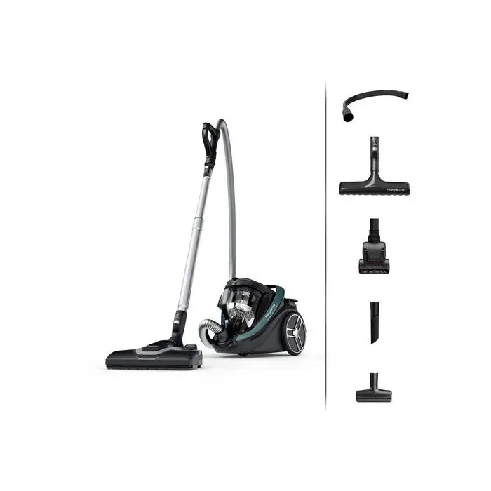 Aspirateur sans sac Rowenta Silence Force Cyclonic Effitech Modèle Total Clean RO7961EA 500 W Noir et Bleu Gris