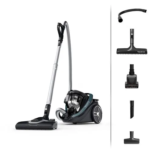 Aspirateur sans sac Rowenta Silence Force Cyclonic Effitech Modèle Total Clean RO7961EA 500 W Noir et Bleu Gris