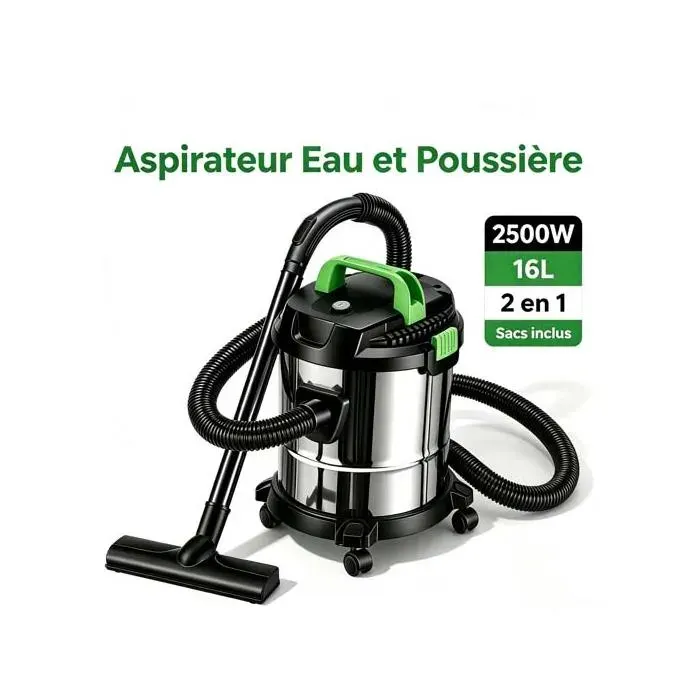 Aspirateur traîneau 2500W – 16L aspiration cyclonique filtre lavable – 2 en 1 – 5m de câble – Grande capacité puissant