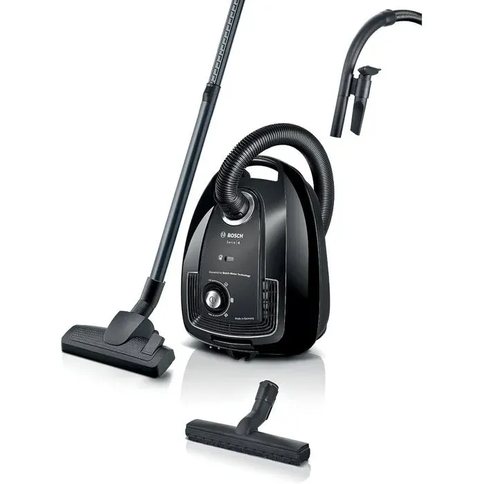 Aspirateur traîneau avec sac noir - Bosch - Série 4 BGL38BA2H - Capacité 4 l - Filtre lavable - Rayon daction 10 m