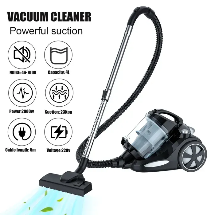 Aspirateur traîneau multifonction 2000W - 4L & 23Kpa- Pied marche arrêt - câble 5m - Sols durs tapis maison bureau