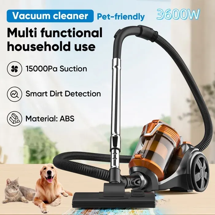 Aspirateur traîneau sans sac 15000pa - Compact Vac Lite nettoyeur de tapis léger saletés allergènes et poils danimaux 3600 W