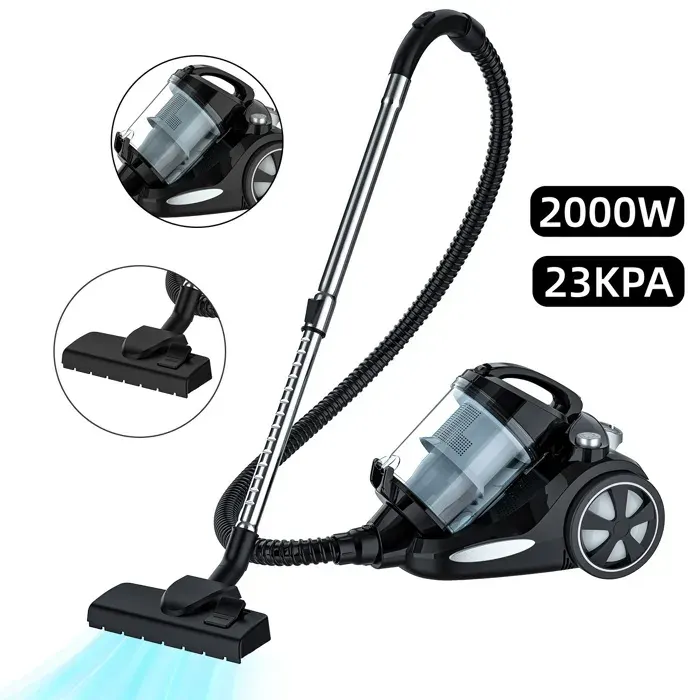 Aspirateur Traineau Sans Sac 2000 W Moteur Haute Performance Capacité 4 L Filtre à Haute Efficacité Compact pour Sols Durs et Tapis