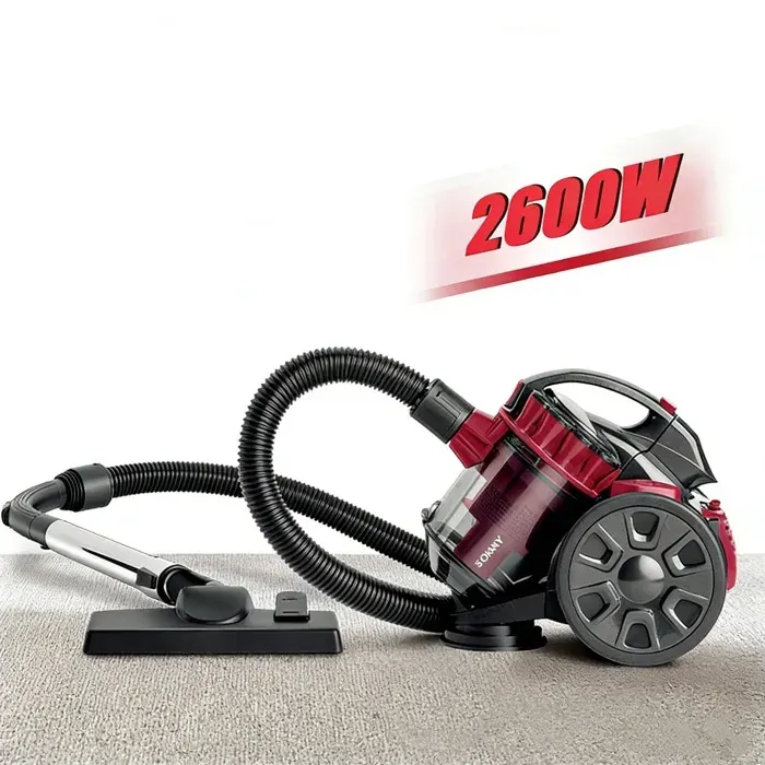 Aspirateur vertical 2600 W - Aspirateur domestique 220V - Câble de 5 m - 15 L - Convient aux sols durs et moquettes - Rouge