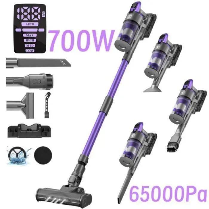 Aspirateur vertical sans fil- - batterie 9x2900mAh 70min autonomie filtration 7 niveaux 700W/65kPa bac 1.6L k ASPIRATEUR BALAI