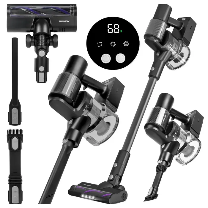 Aspirateur vertical sans fil brosse électrique sans sac LED 3 en 1 250 W