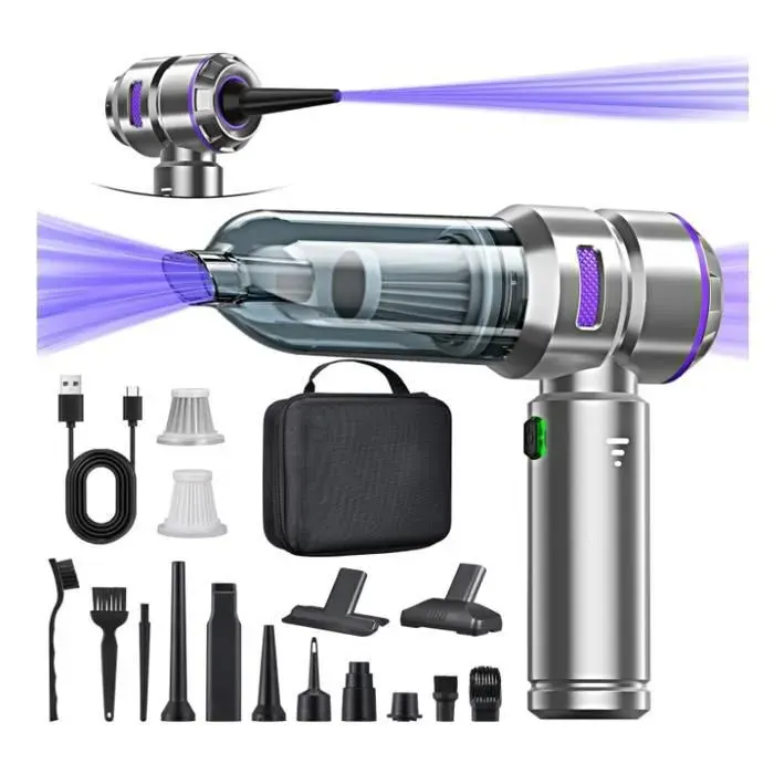 Aspirateur Voiture 4 en 1 Puissant 28000 PA Aspirateur à Main sans Fil 3 Vitesses 240 000 TR/Min pour Voiture Cuisine PC canapé