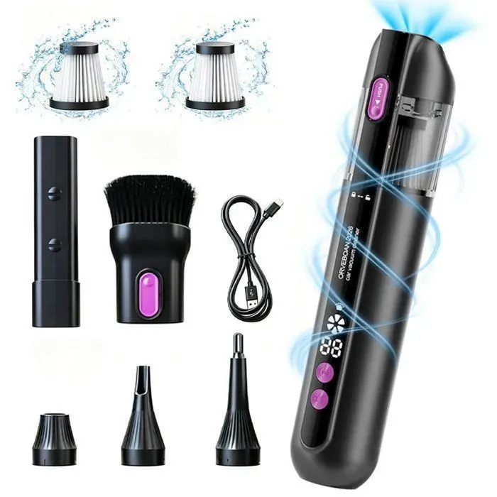 Aspirateur Voiture - Aspirateur à Main - 15000Pa - 3 in 1 - 2 Vitesses - 60000U/min - pour Poils danimaux véhicule Maison - Noir