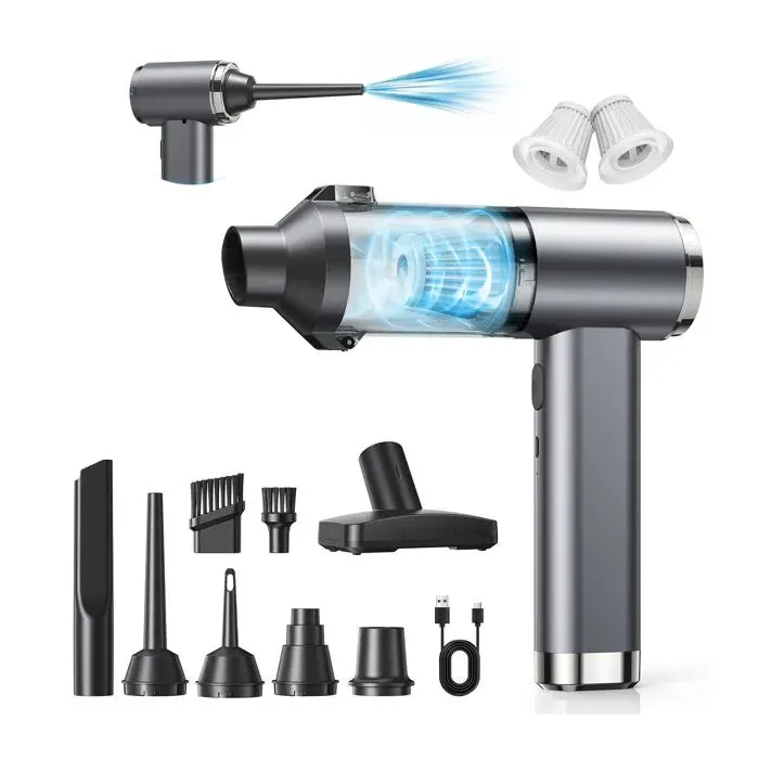 Aspirateur Voiture Puissant 4-en-1 25000Pa Aspirateur à Main Sans Fil avec Moteur Brushless 2 Vitesses 6000mAh 150000 RPM Souf